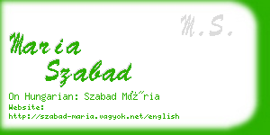 maria szabad business card